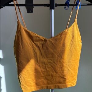 Anthropologie Renna V-Neck Mustard Maize Yellow Spaghetti Strap Camisole L/XL